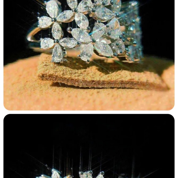 3kt. Moissante Marquis & 14k white gold Vermiel Ring - Picture 5 of 13